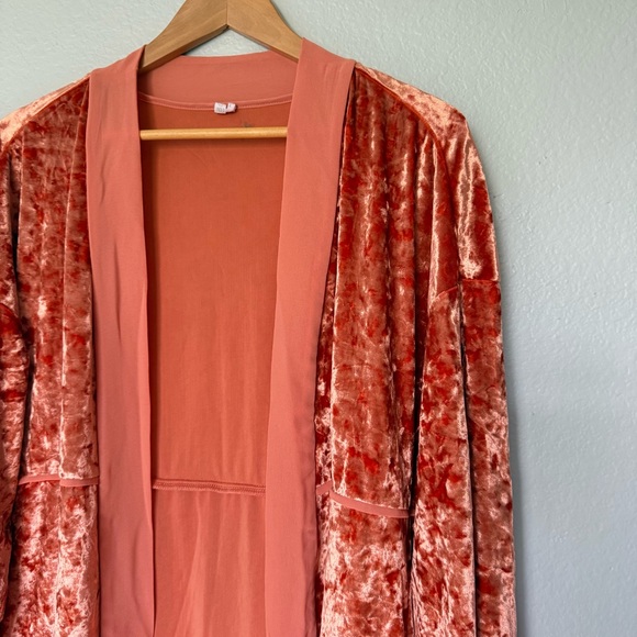 Rust Velvet Open-Front Women's Topper - Picture 4 of 8